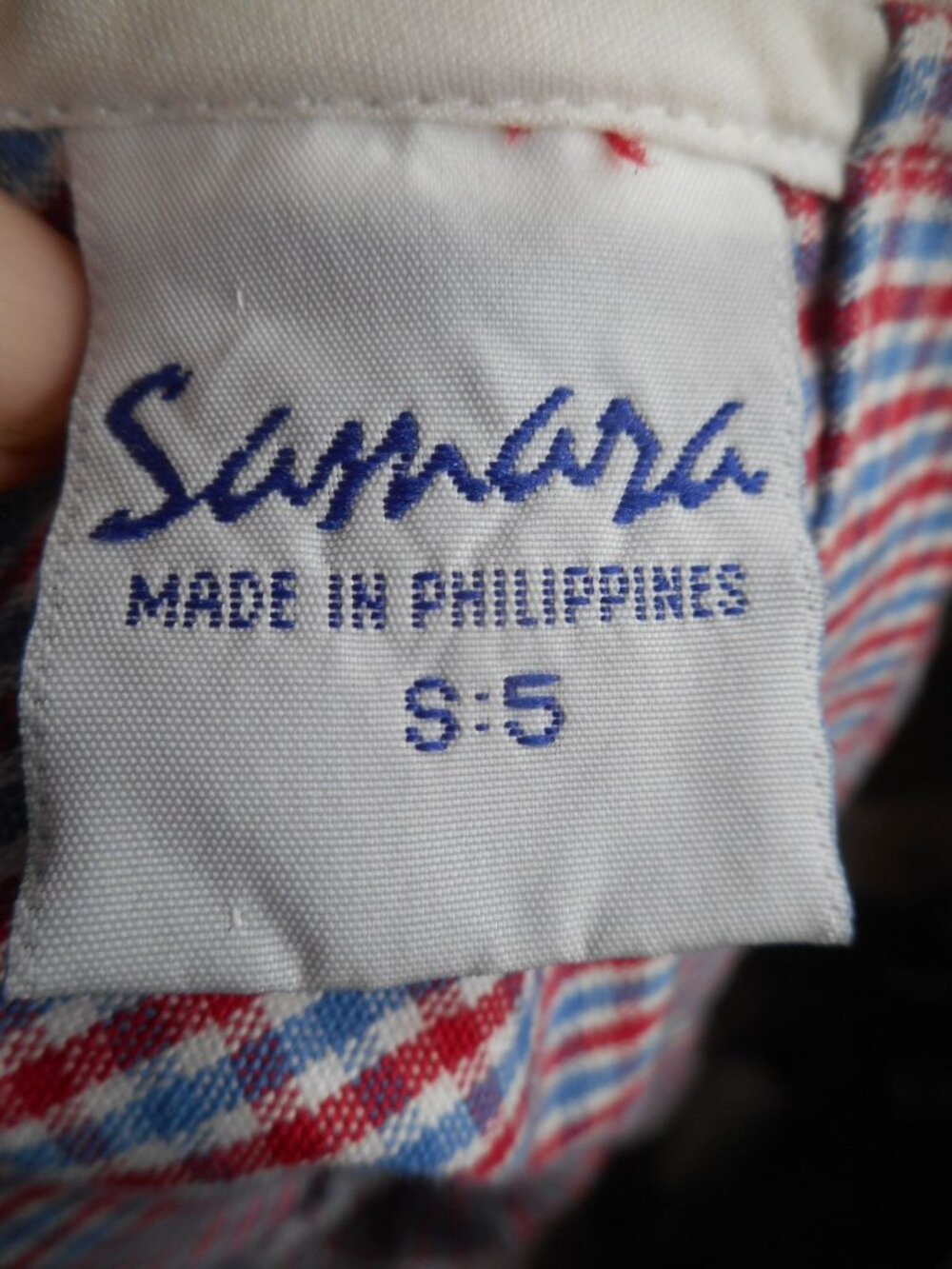 Vintage Samara red white blue checked scarecrow long sleeve dress Sz S / 5 - Picture 5 of 6
